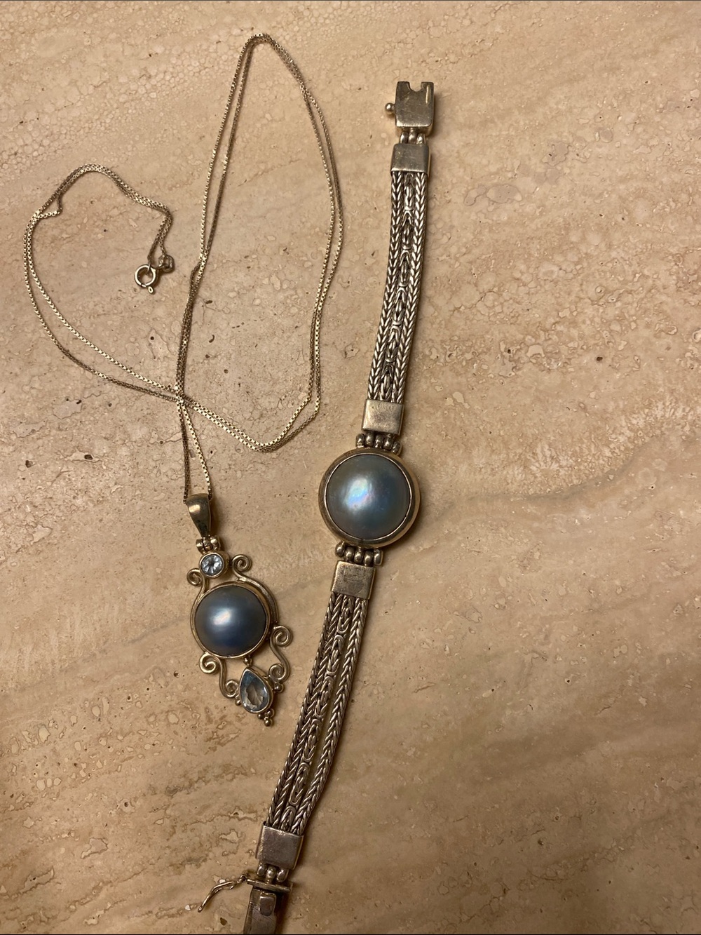 Sterling silver Pendant Necklace and matching bracelet.